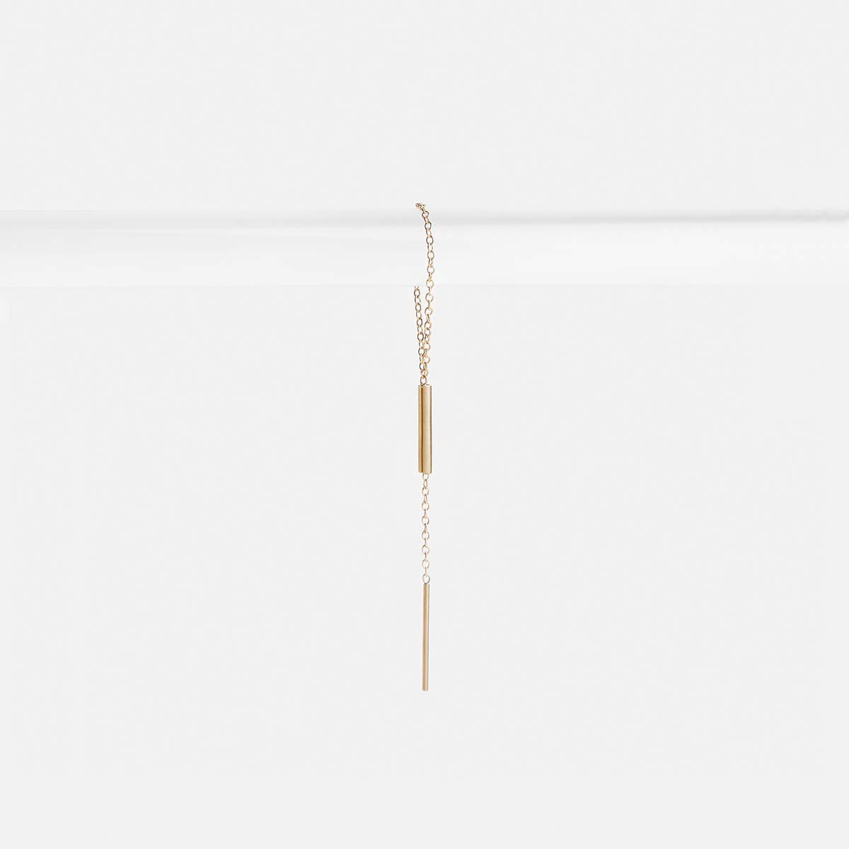 Yellow Gold: Laya Unconventional pull through Earring 14k Gold By SHW Fine Jewelry NYC