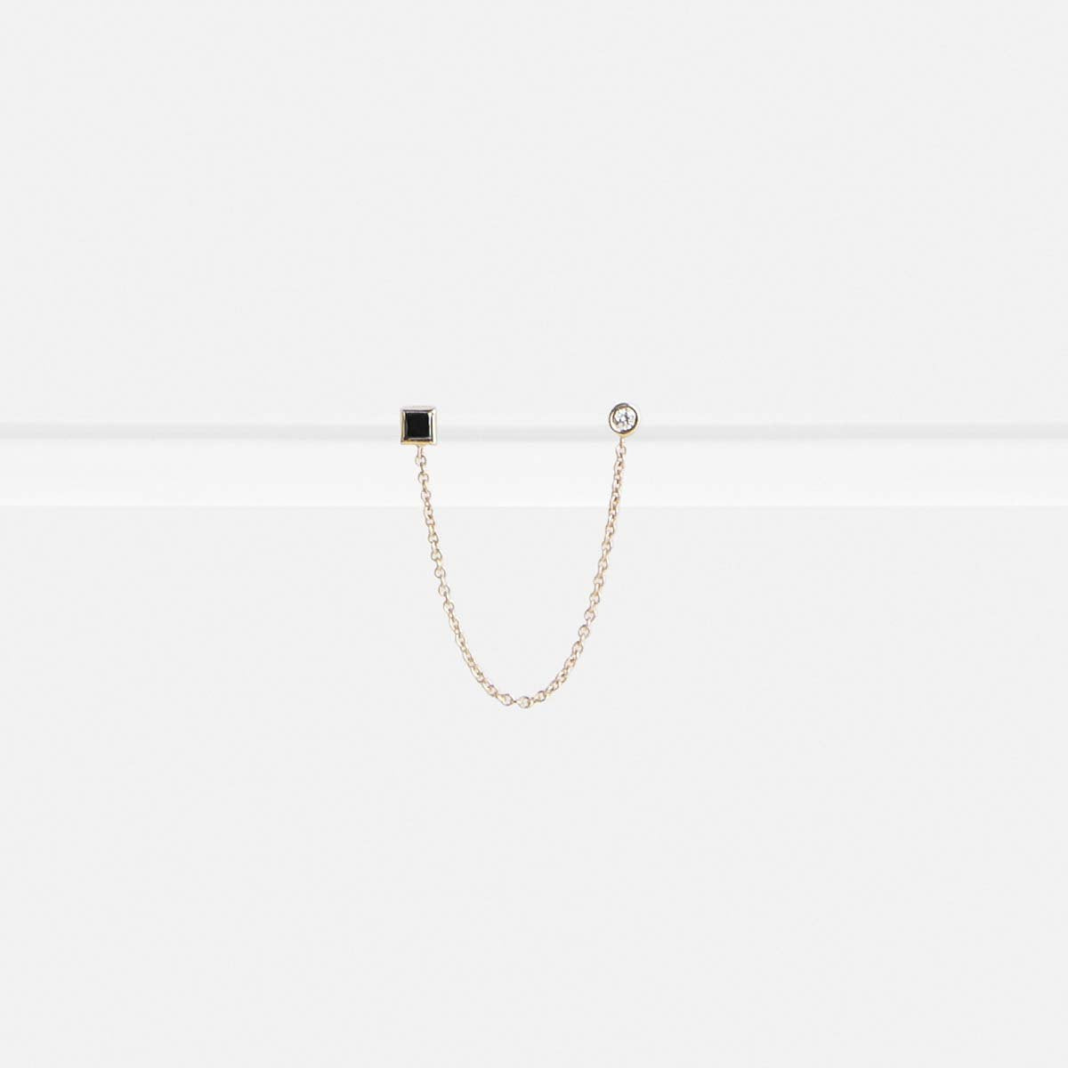 Noma Designer Double Piercing Earring in 14k Gold set with White and Black Diamonds By SHW Fine Jewelry NYC