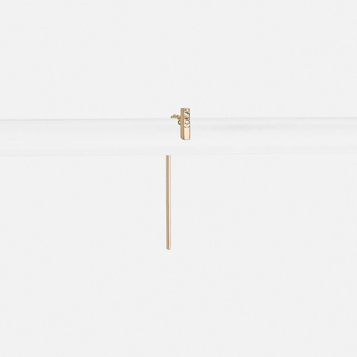 Olko Short Delicate Pull Through Earring 14k Gold set with White Diamond By SHW Fine Jewelry NYC
