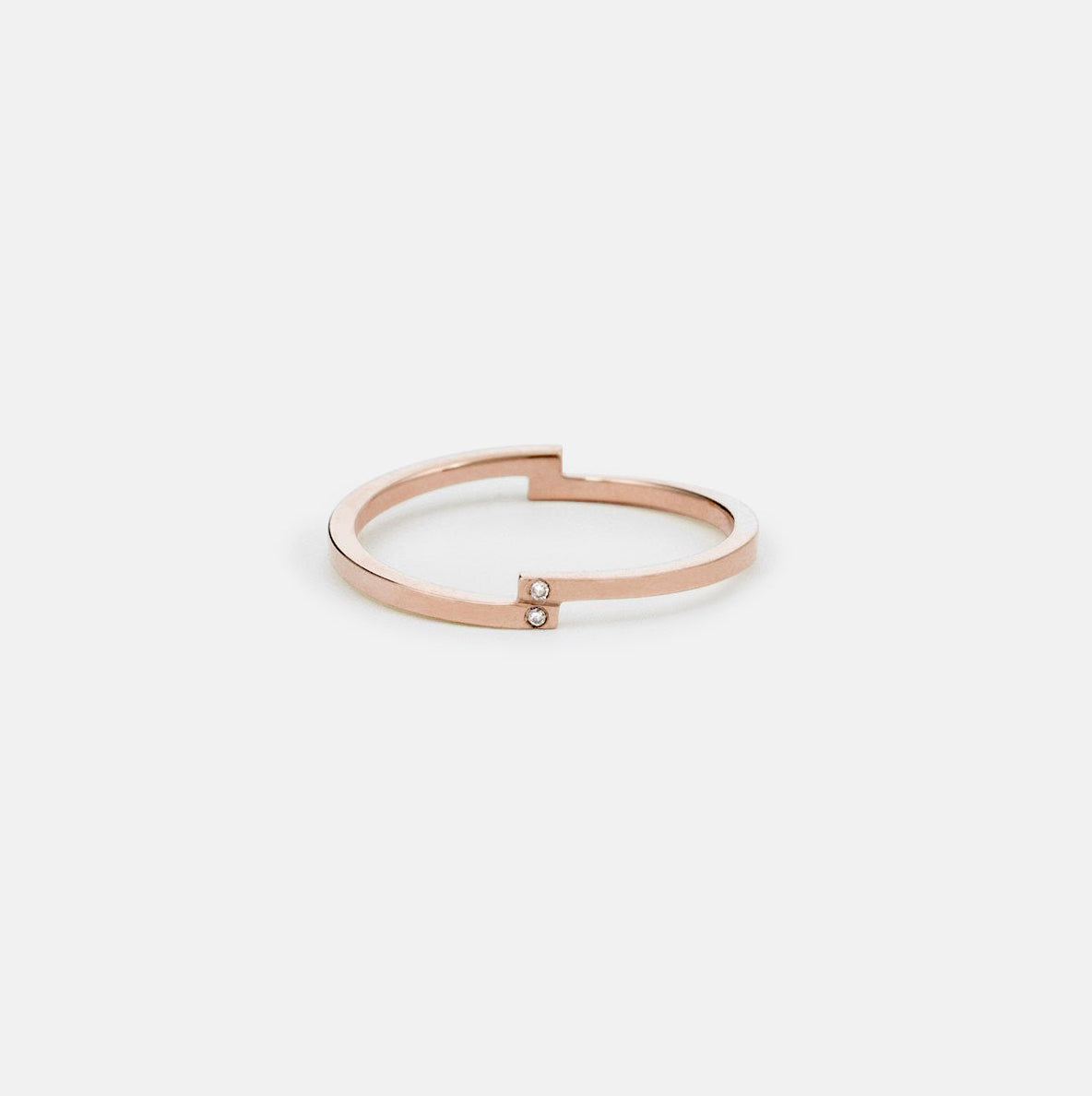 Pili Handmade Ring in 14k Rose Gold set with White and Black Diamonds By SHW Fine Jewelry New York City