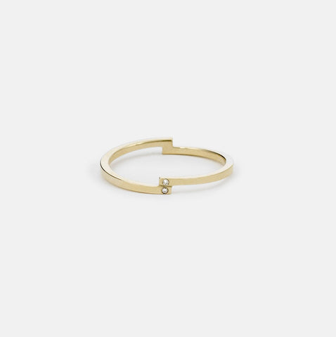 Pili Designer Ring in 14k Gold set with White and Black Diamonds By SHW Fine Jewelry NYC