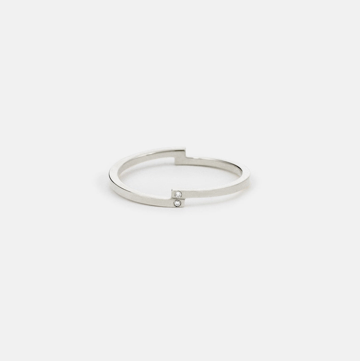 Pili Delicate Ring in Sterling Silver set with White and Black Diamonds By SHW Fine Jewelry New York City