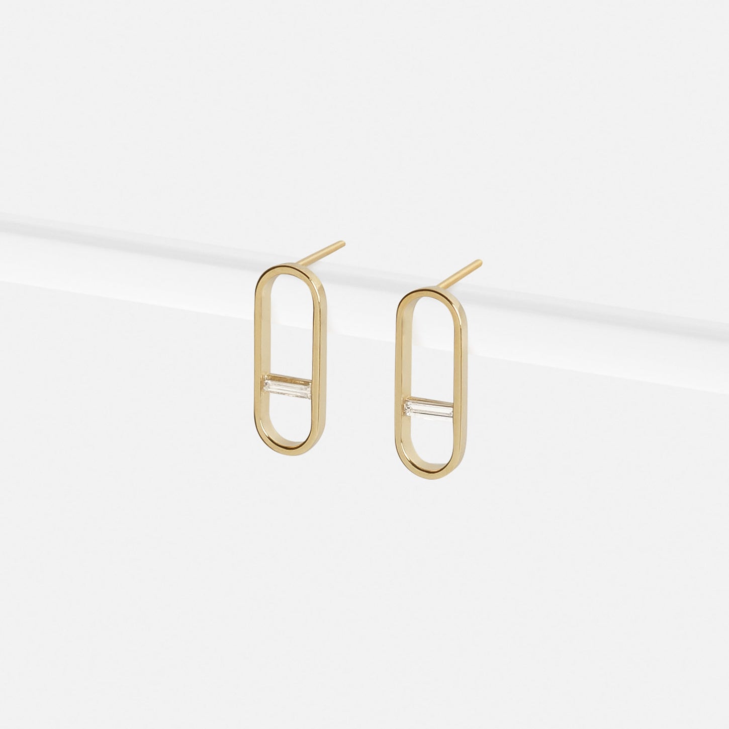 Yellow Gold: Ranga Designer Earrings in 14k Gold set with White Diamonds By SHW Fine Jewelry NYC
