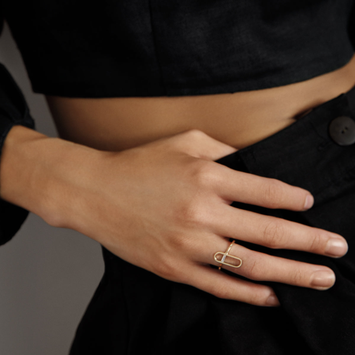 Ranga Designer Ring in 14k Gold set with White Diamond by SHW Fine Jewelry