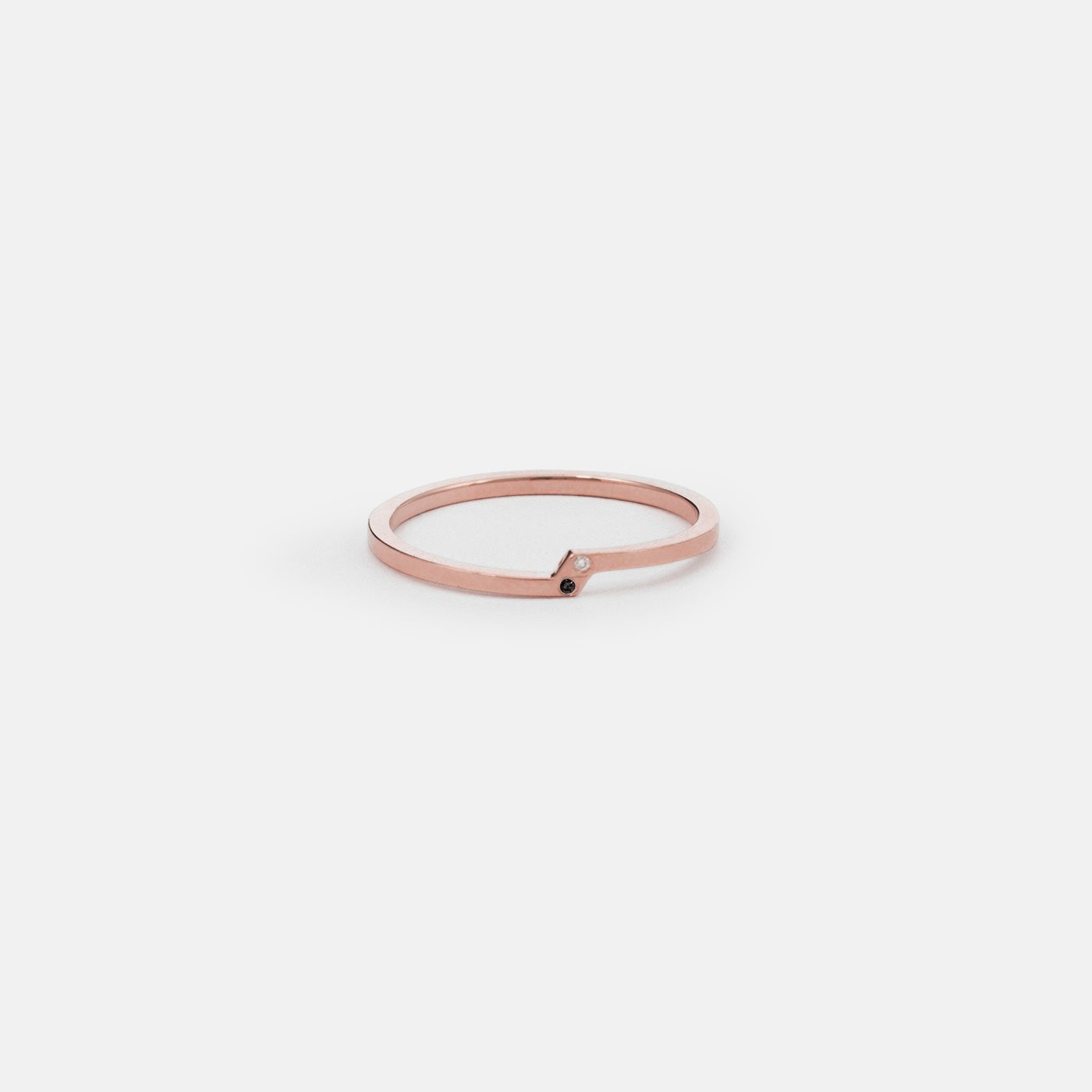 Rili Cool Ring in 14k Rose Gold set with Black and White Diamonds By SHW Fine Jewelry New York City