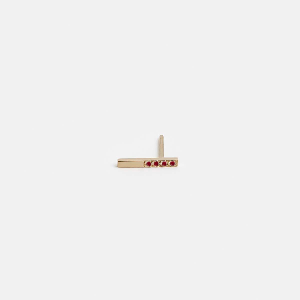 Iva Unisex Studs in 14k Gold set with Rubies By SHW Fine Jewelry NYC