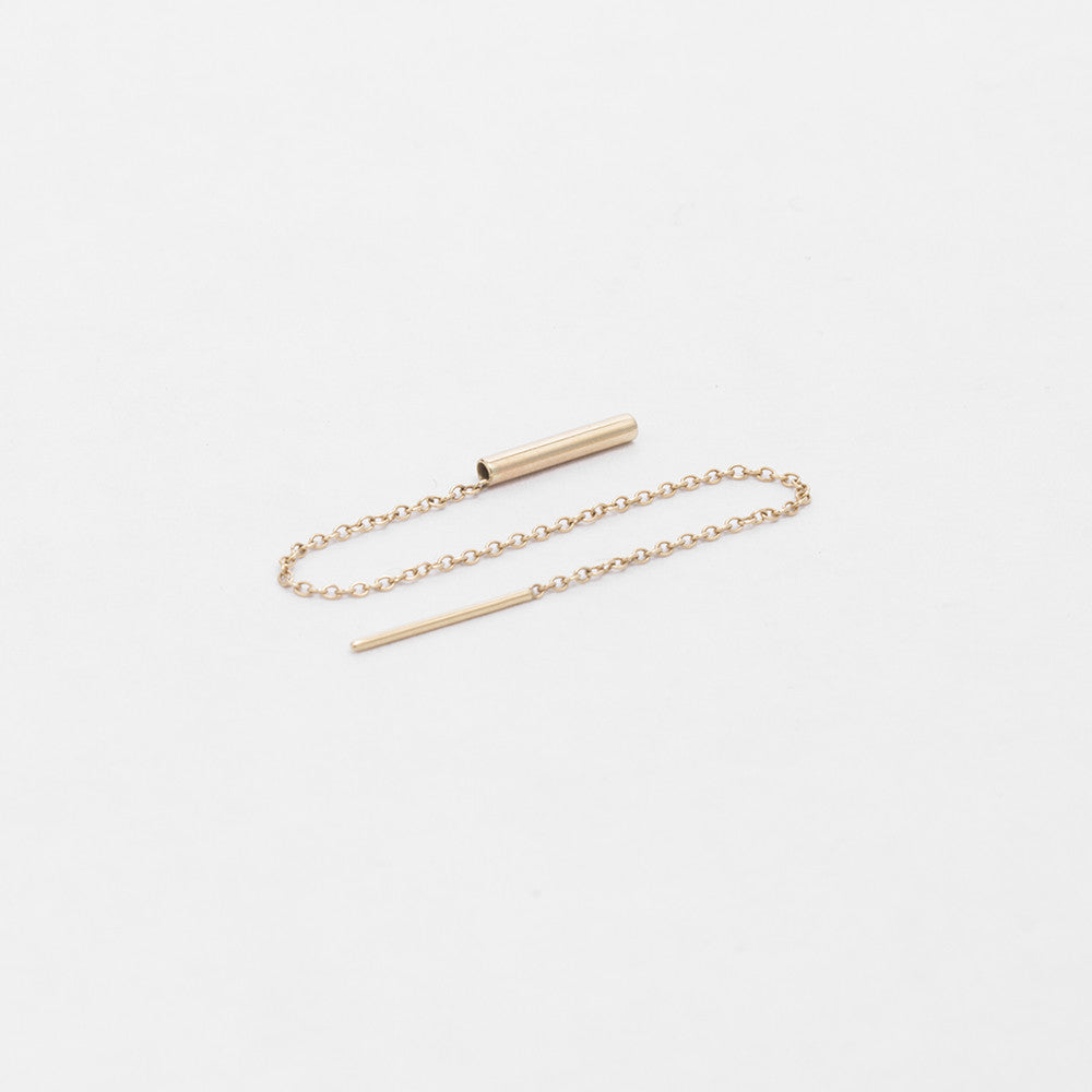 Yellow Gold: Laya Alternative pull through Earring 14k Gold By SHW Fine Jewelry NYC