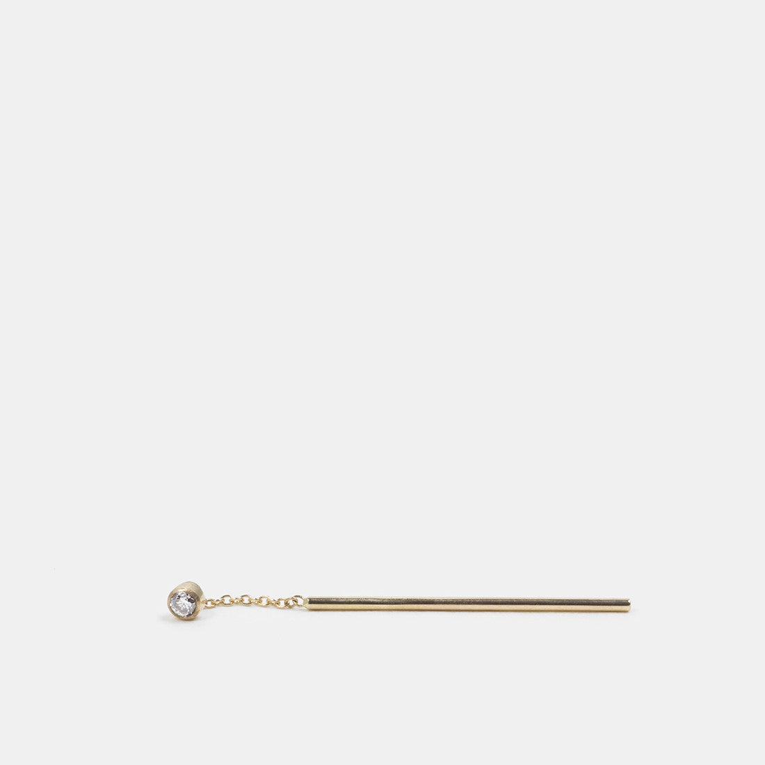 Lini Short Unusual Pull Through Earrings 14k Gold set with White Diamonds By SHW Fine Jewelry NYC