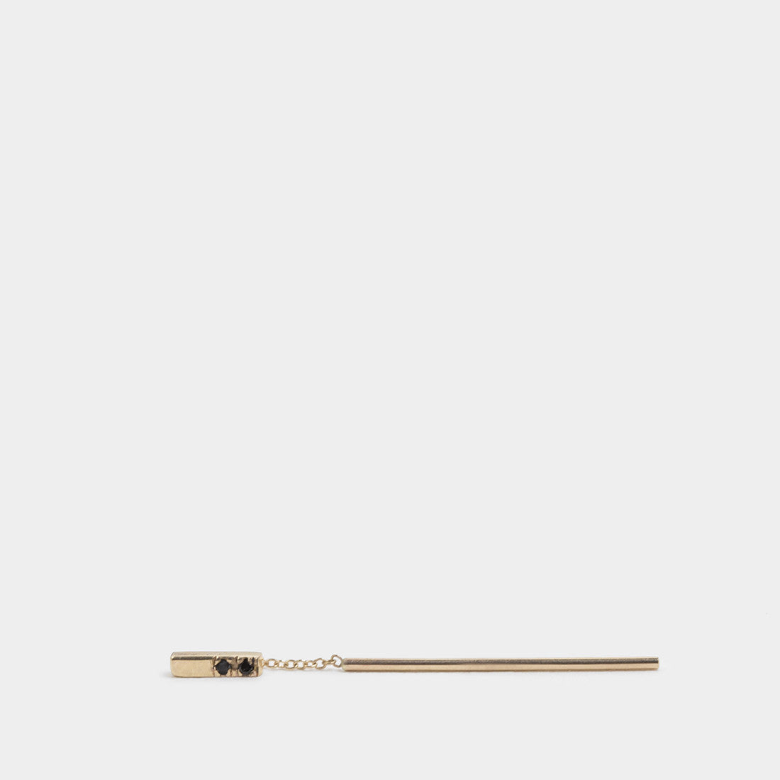 Olko Short Minimalist Pull Through Earring 14k Gold set with Black Diamond By SHW Fine Jewelry NYC