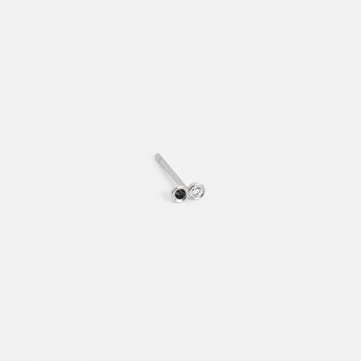 Etti Plain Studs in Sterling Silver set with White Diamond and Black Diamond By SHW Fine Jewelry NYC