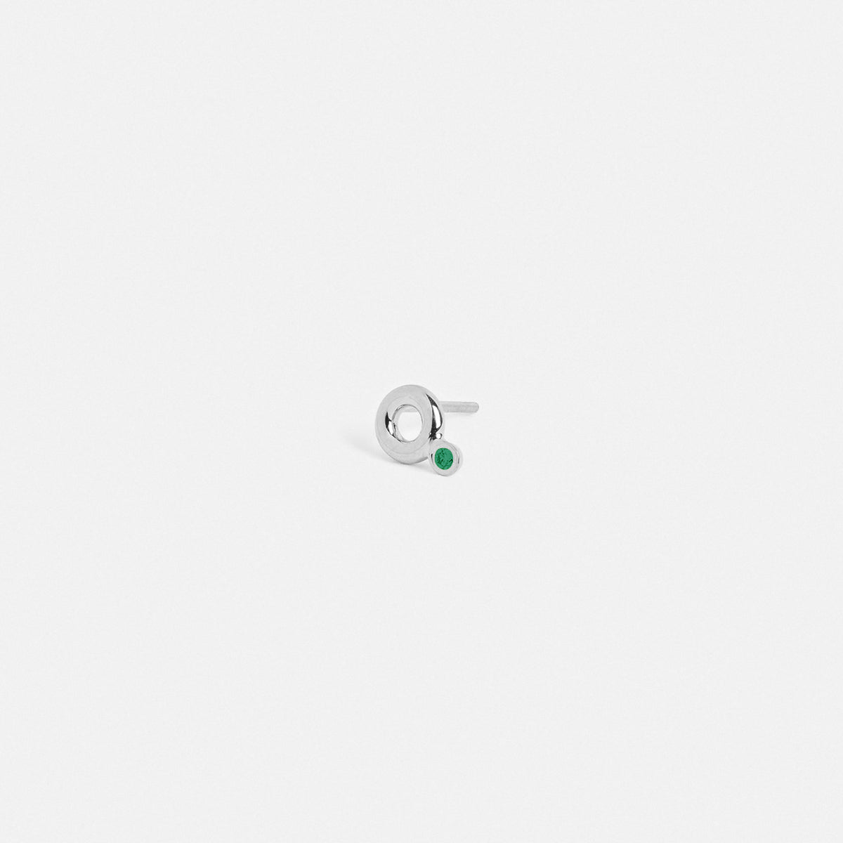 Pala Delicate Earring 14k White Gold set with Emerald By SHW Fine Jewelry NYC