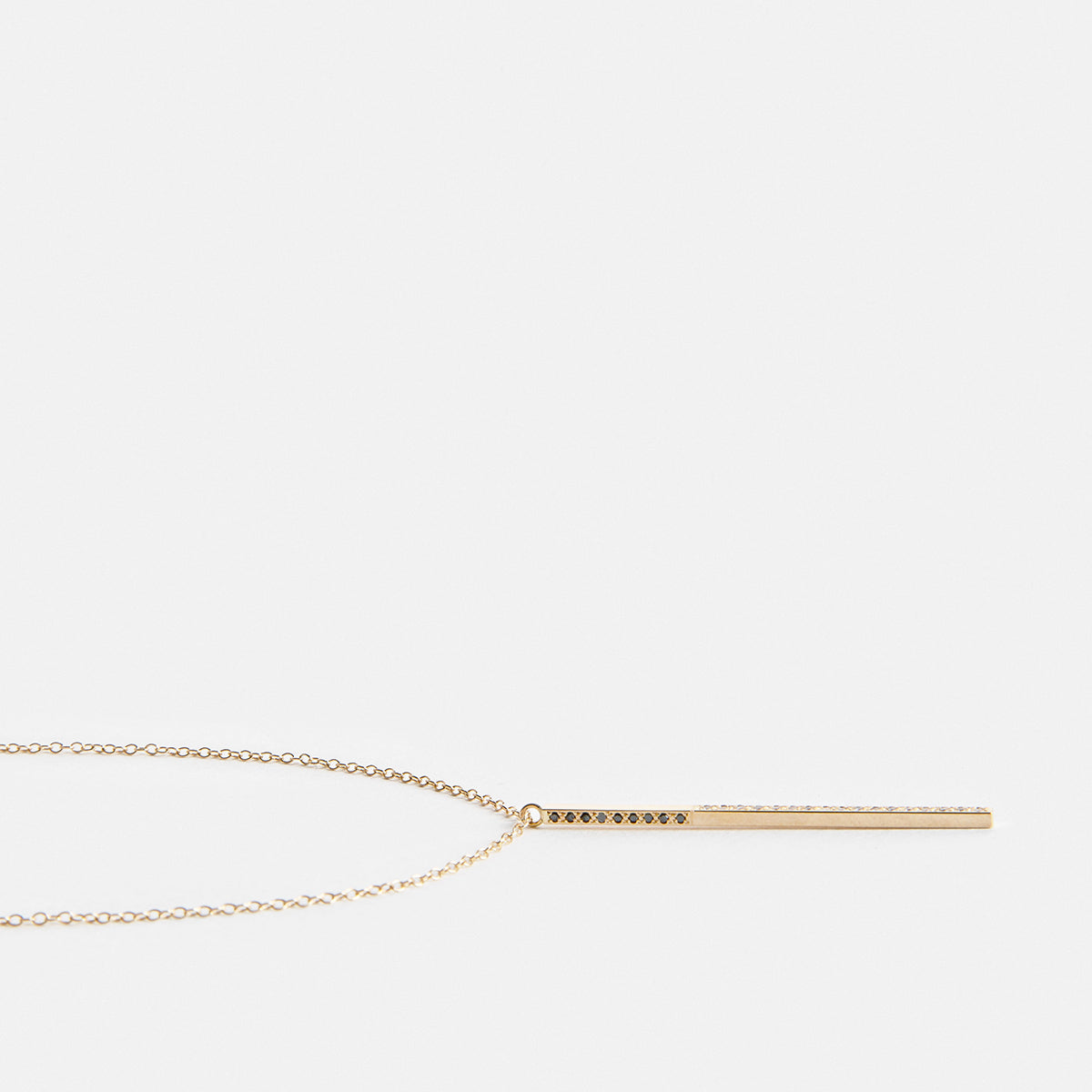 Tada Unusual Necklace in 14k Gold set with Black and White Diamonds By SHW Fine Jewelry NYC