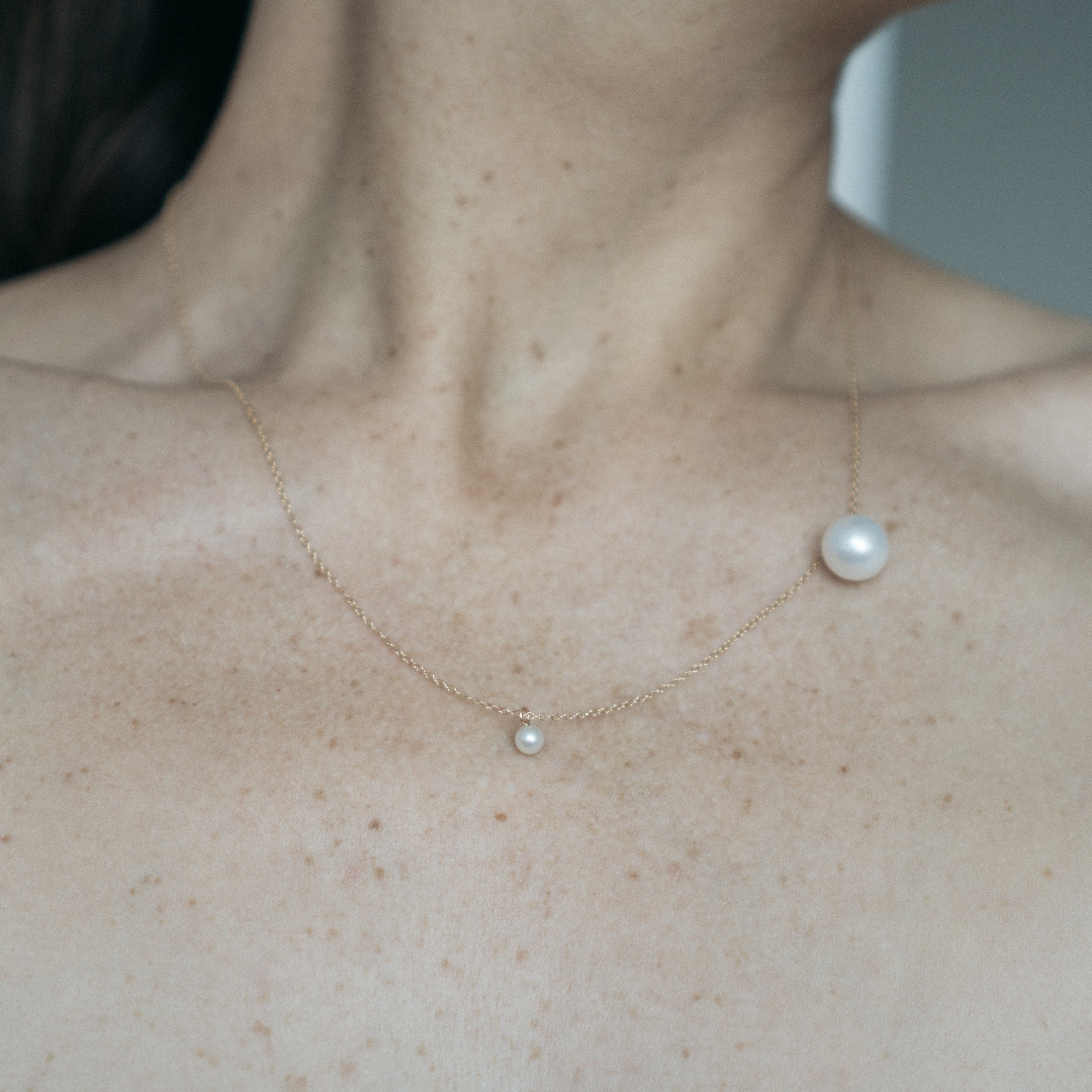 RIti unique necklace in 14k yellow gold with pearls made in NYC by SHW fine Jewelry