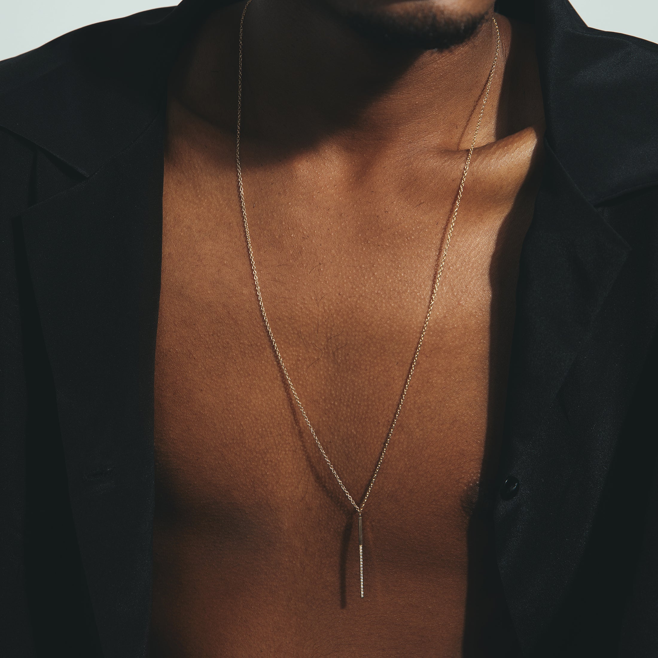 Tada Unique Necklace in 14k Gold set with Black and White Diamonds By SHW Fine Jewelry NYC