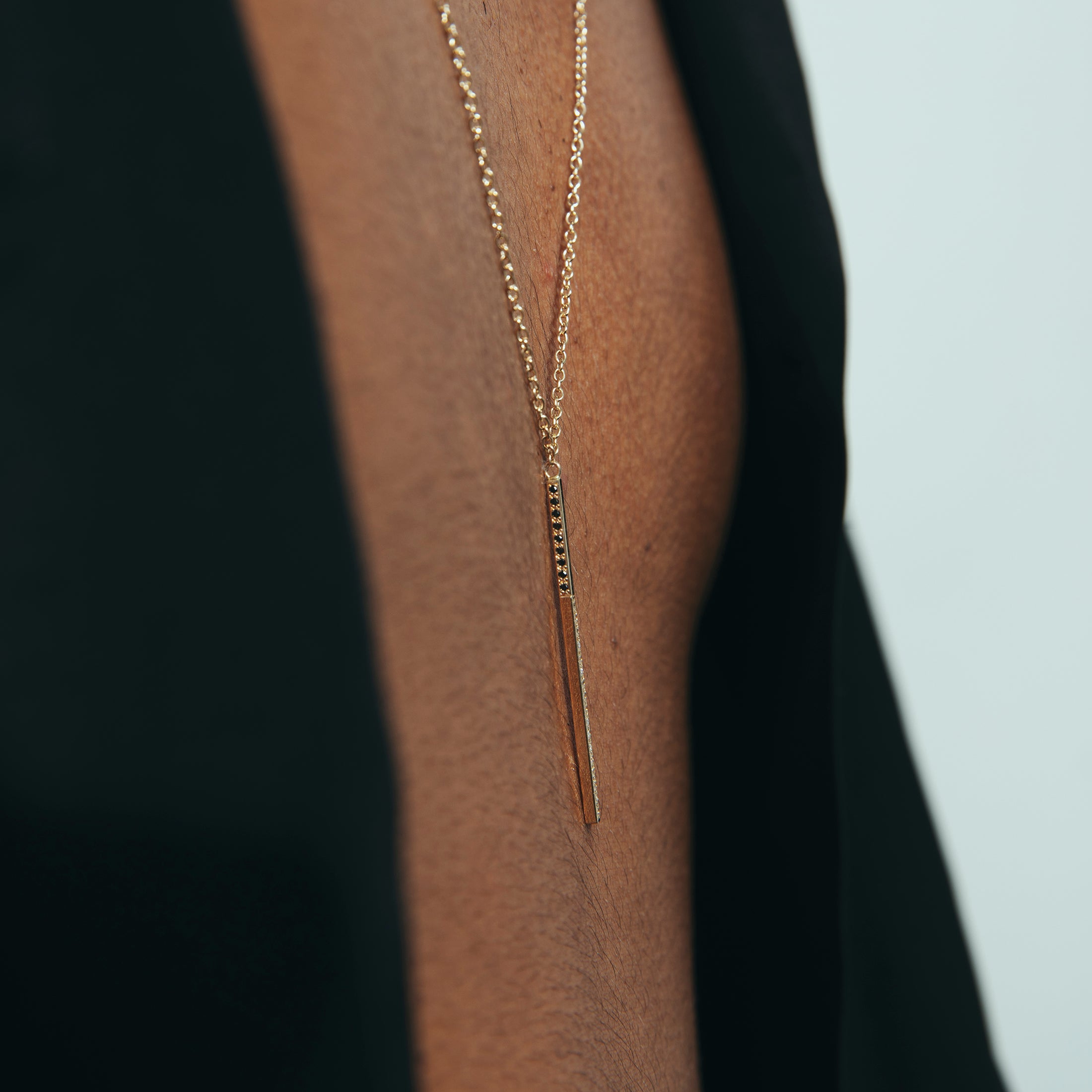 Tada Unconventional Necklace in 14k Gold set with Black and White Diamonds By SHW Fine Jewelry NYC