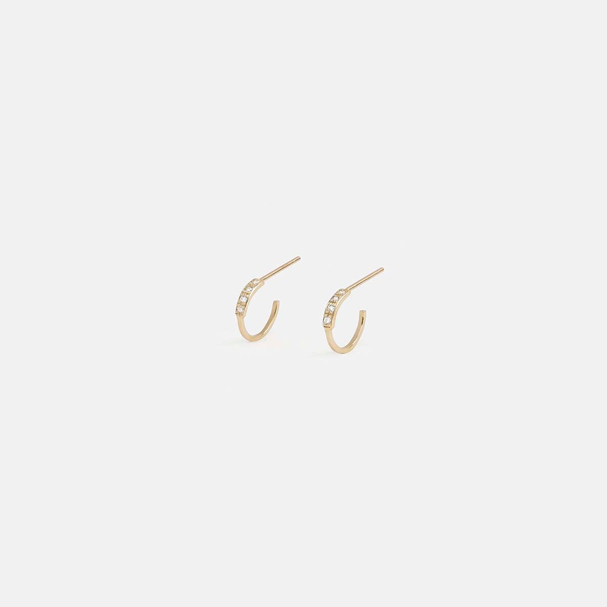 Small Salo Designer Hoops in 14k Gold set with White Diamonds By SHW Fine Jewelry NYC