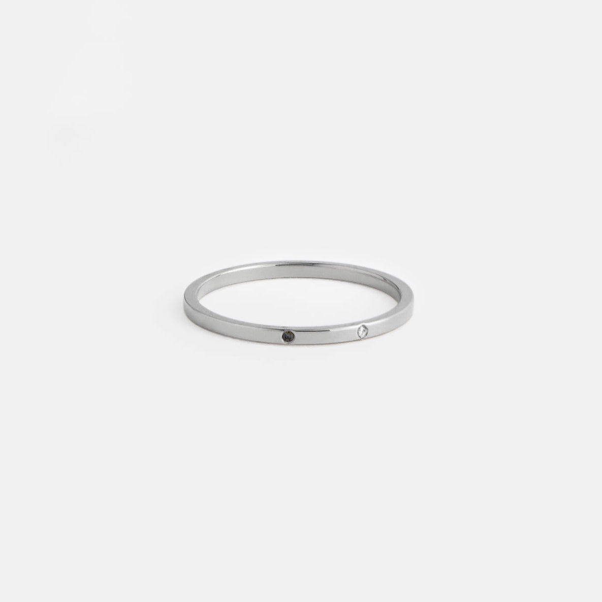 Sarala Handmade Ring in 14k White Gold set with Black and White Diamonds By SHW Fine Jewelry New York City