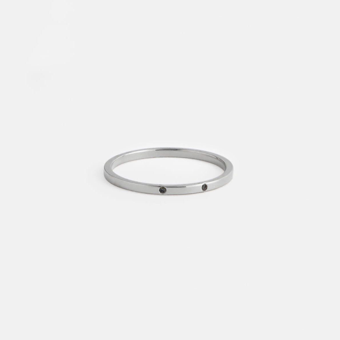 Dainty Stackable Wedding Band with two small natural white diamonds in solid 14k, 18k gold, platinum by SHW best fine jewelry store in NYC