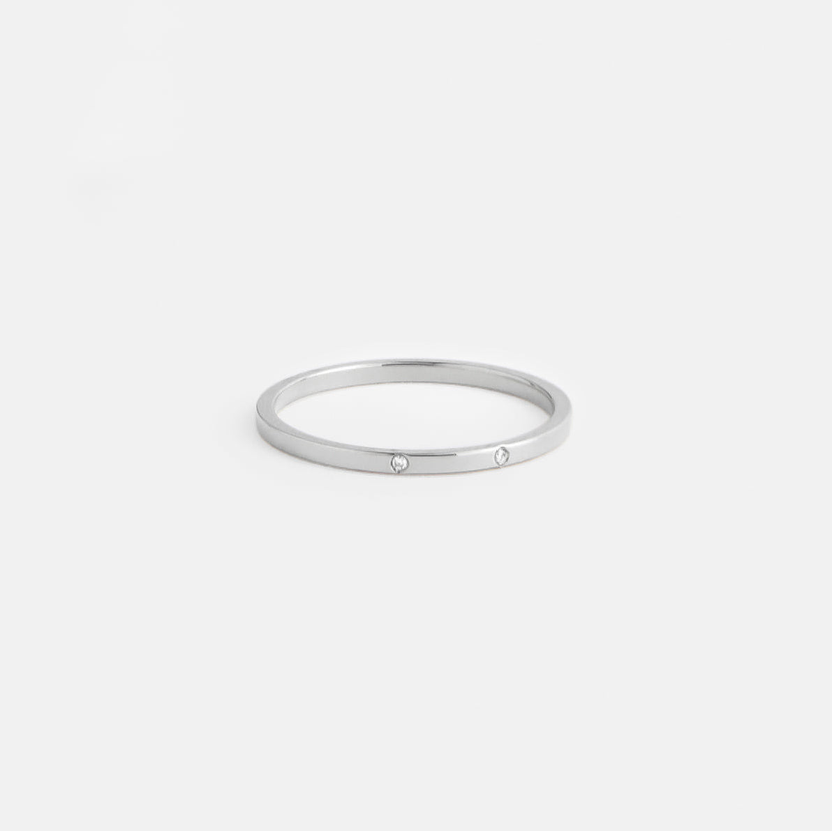 Flat-profile Wedding Ring with two customizable sustainable gemstones on band in solid 14k, 18k gold by SHW cool fine jewelry store in NYC