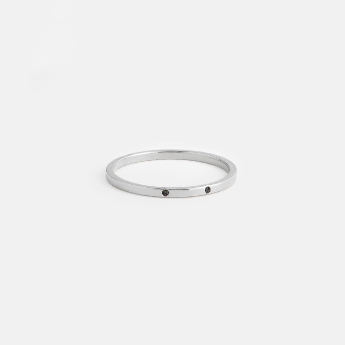 Unisex Wedding Band with two tiny round mined white diamonds in solid 14k, 18k gold by SHW famous fine jewelry store in NYC nearby