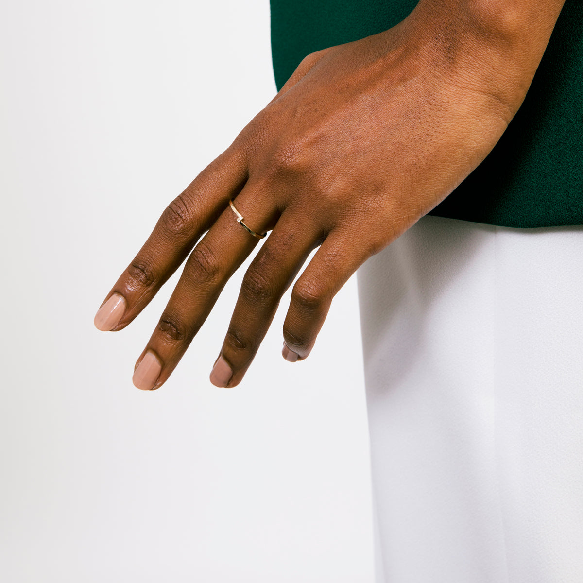 Pili Handmade Ring in 14k Gold set with White and Black Diamonds By SHW Fine Jewelry NYC