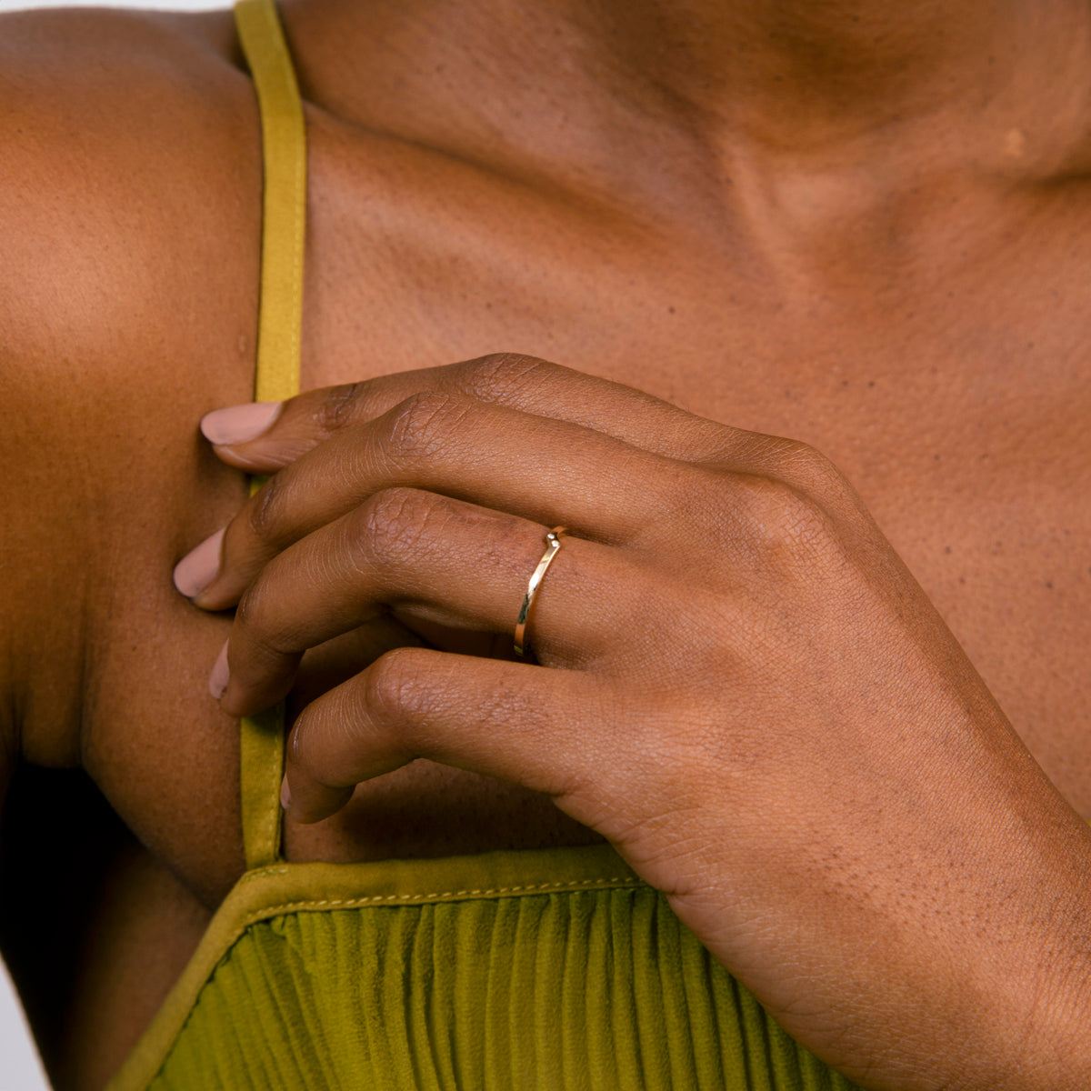 Rili Stackable Ring in 14k Gold set with White Diamonds By SHW Fine Jewelry NYC