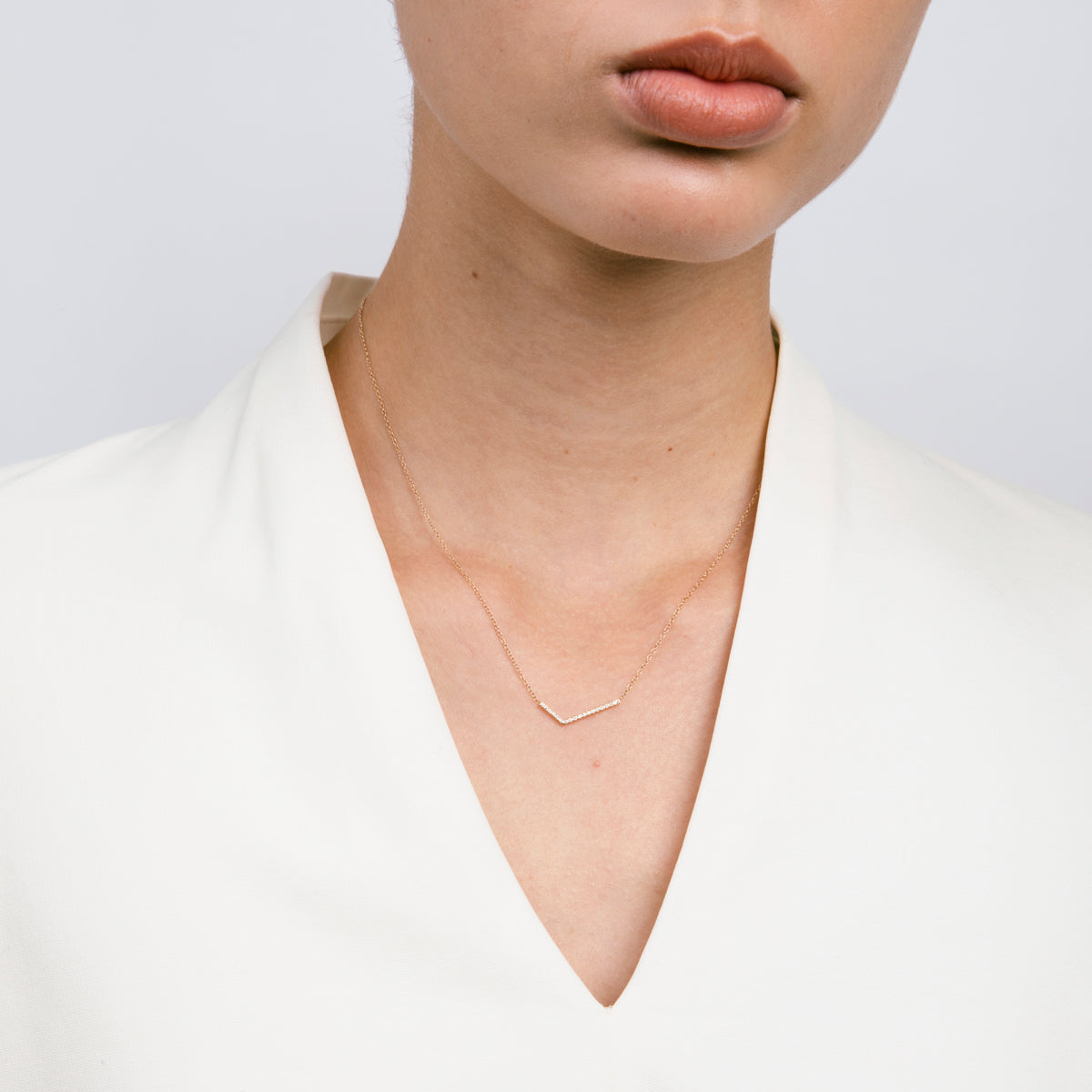 Veva Handmade Necklace in 14k Gold set with White Diamonds By SHW Fine Jewelry NYC