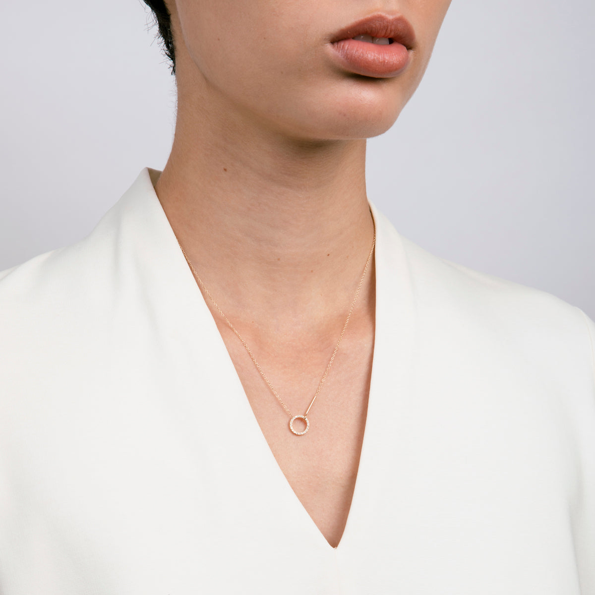 Visata Unusual Necklace in 14k Gold set with White Diamonds By SHW Fine Jewelry NYC