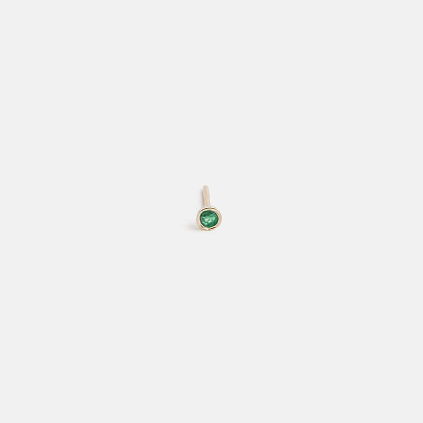 Large Kaya Simple Studs in 14k Yellow Gold set with Emeralds By SHW Fine Jewelry NYC