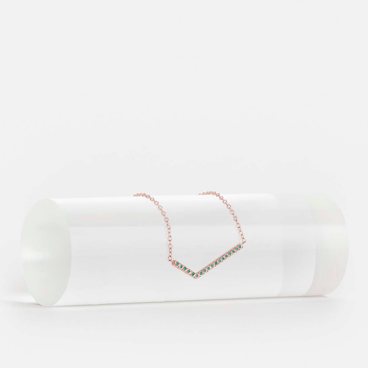 Veva Non-Traditional Necklace in 14k Gold set with Emeralds By SHW Fine Jewelry NYC
