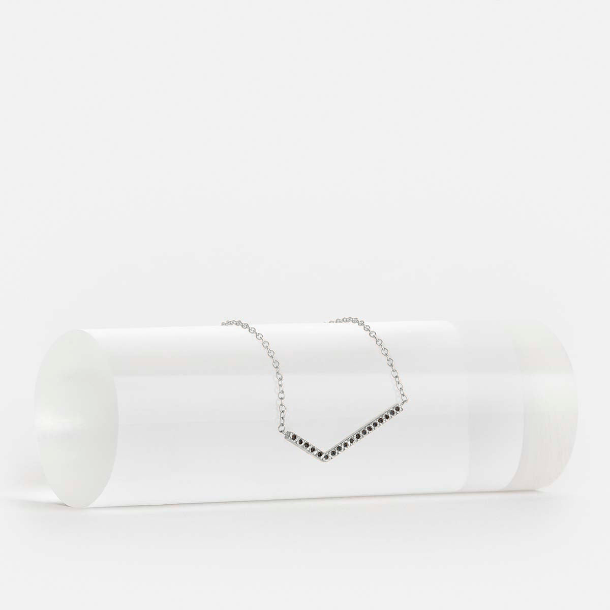Veva Unique Necklace in 14k White Gold set with Black Diamonds By SHW Fine Jewelry NYC