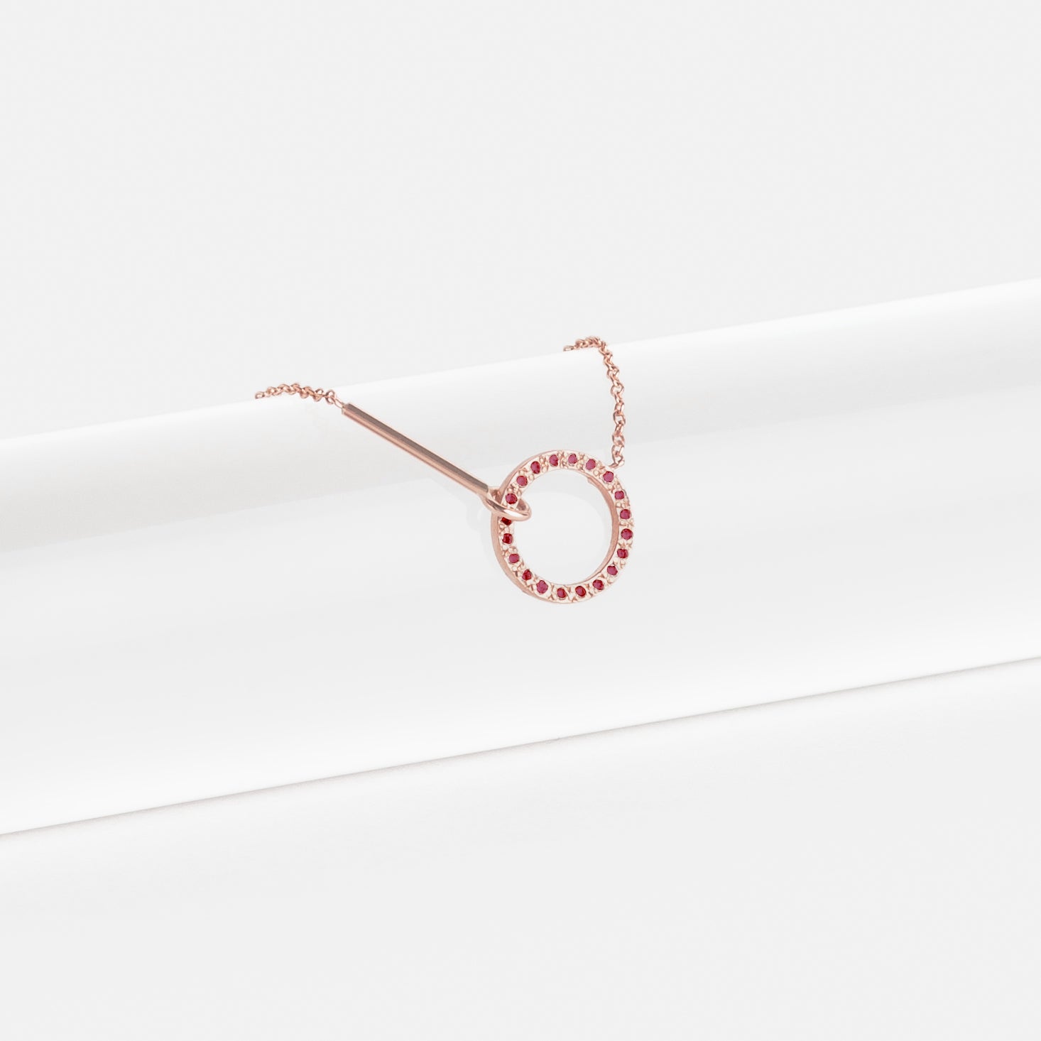 Visata Handmade Necklace in 14k Rose Gold set with Rubies By SHW Fine Jewelry NYC