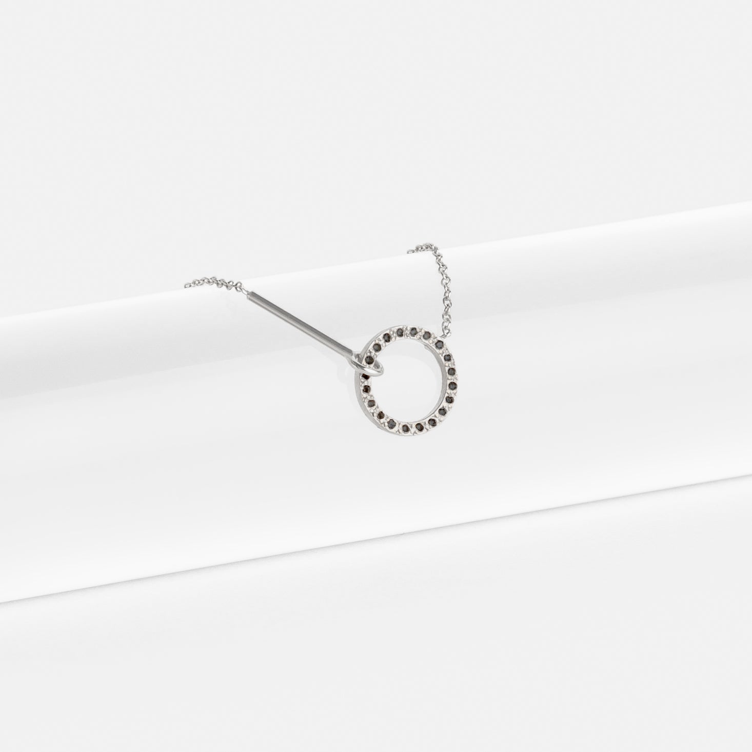 Visata Unconventional Necklace in 14k White Gold set with Black Diamonds By SHW Fine Jewelry NYC