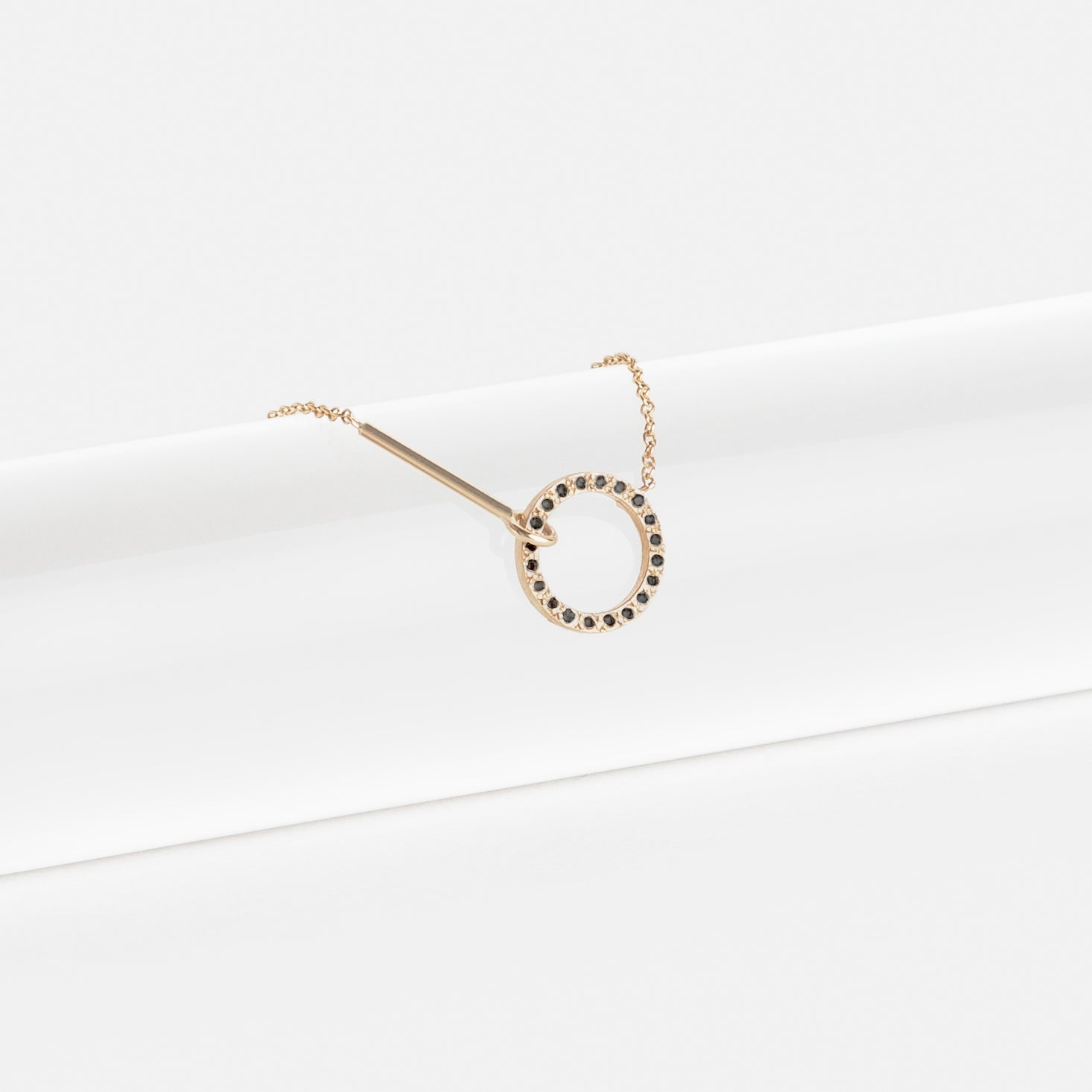 Visata Unconventional Necklace in 14k Gold set with Black Diamonds By SHW Fine Jewelry NYC