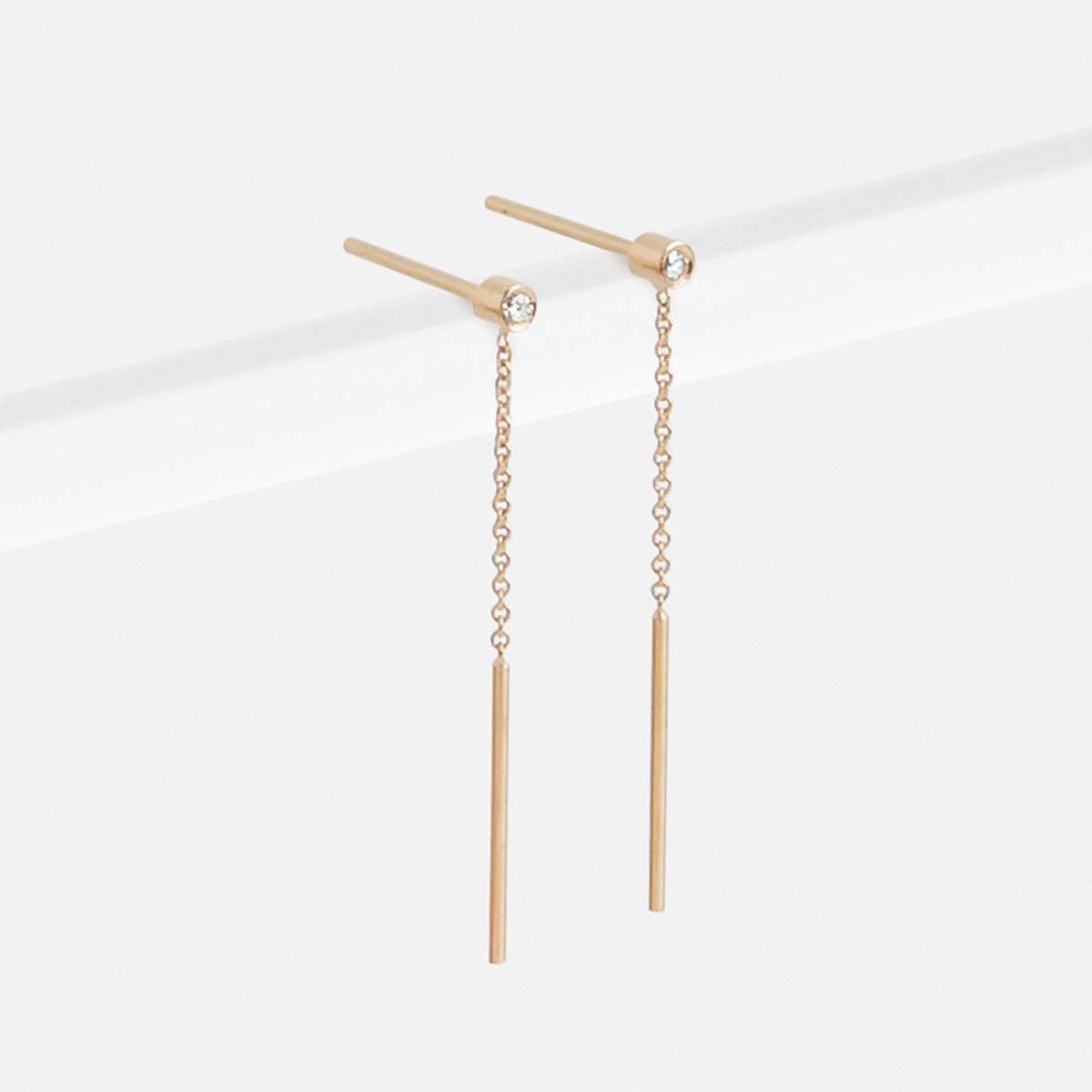 Viso Alternative Drop Earrings in 14k Gold set with White Diamonds By SHW Fine Jewelry NYC