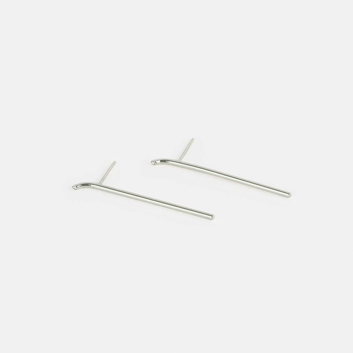 Lero Delicate Bar Earrings 14k White Gold set with White Diamonds By SHW Fine Jewelry NYC