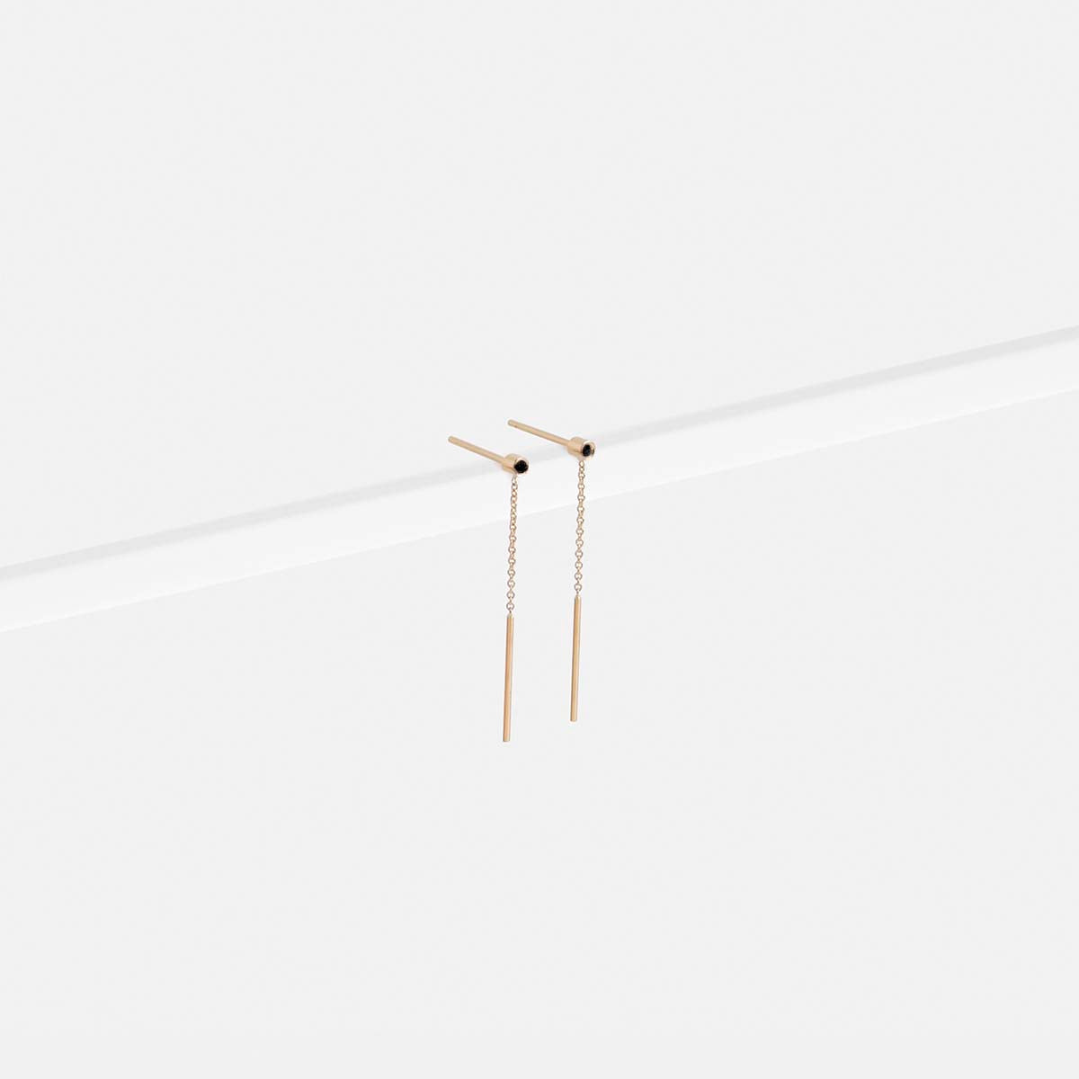 Viso Handmade Drop Earrings in 14k Gold set with Black Diamonds By SHW Fine Jewelry NYC