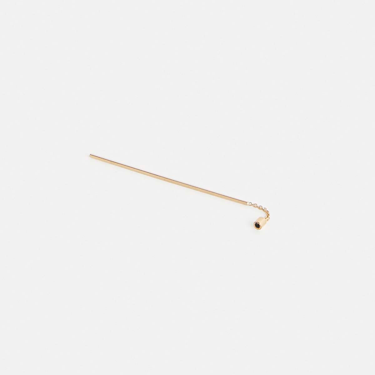 Lini Long Handmade Pull Through Earrings 14k Gold set with Black Diamonds By SHW Fine Jewelry New York City