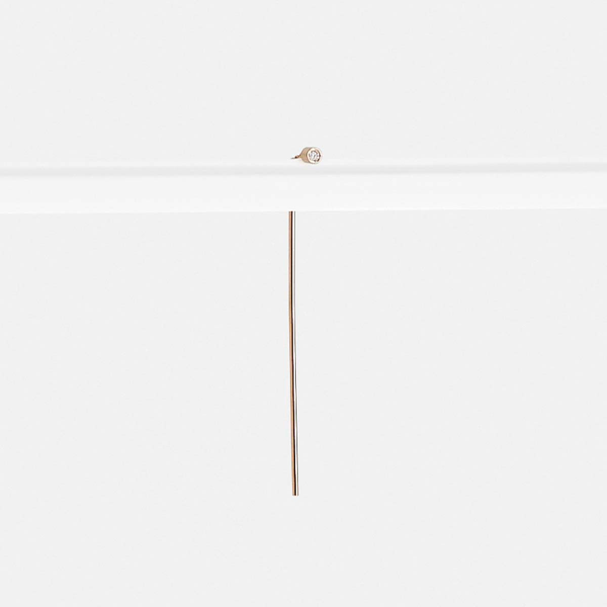 Lini Long Delicate Pull Through Earrings 14k Gold set with White Diamonds By SHW Fine Jewelry NYC