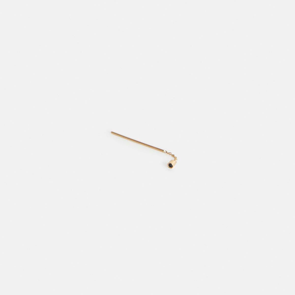Lini Short Minimalist Pull Through Earrings 14k Gold set with Black Diamonds By SHW Fine Jewelry New York City