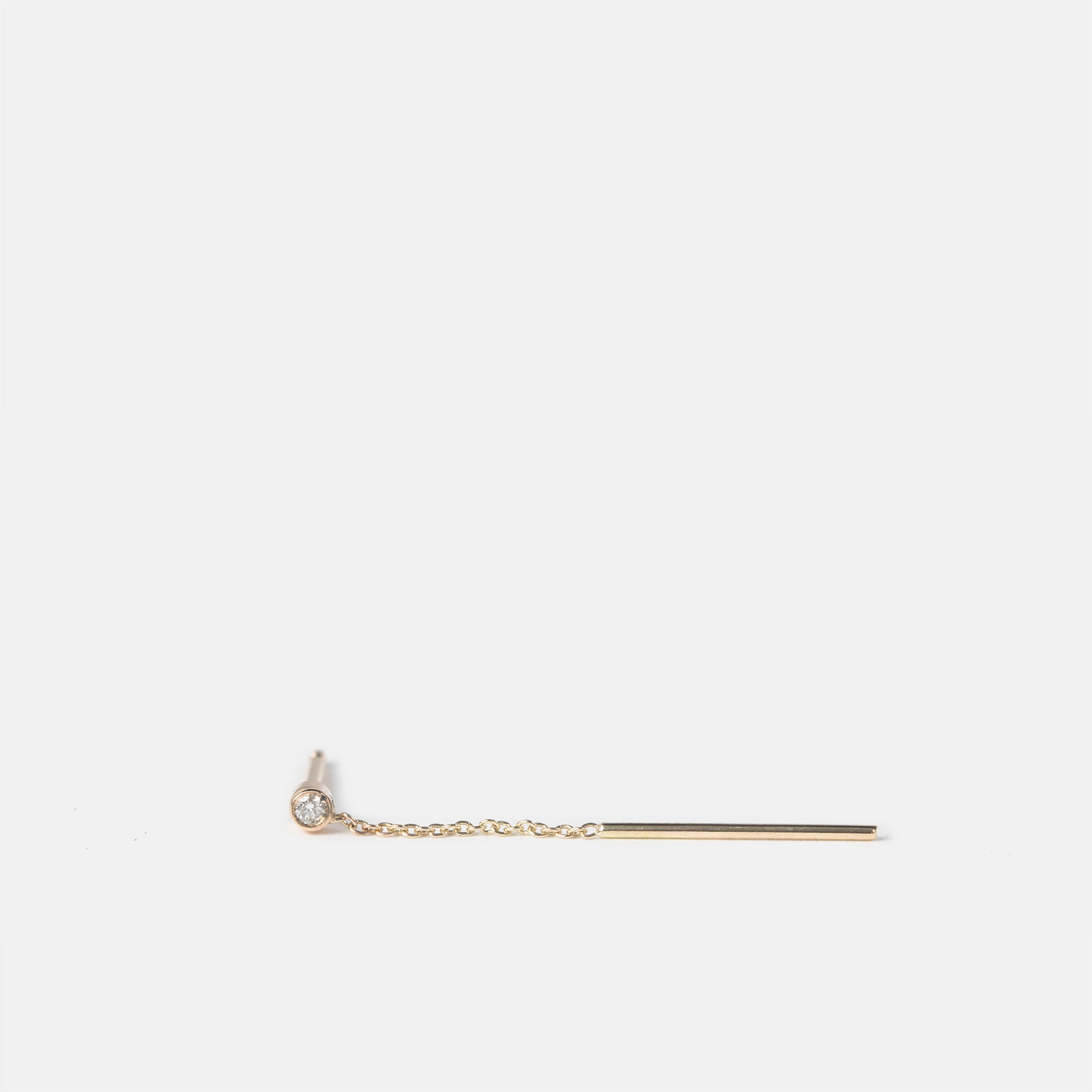 Viso Thin Drop Earring in 14k Gold set with White Diamond By SHW Fine Jewelry New York City