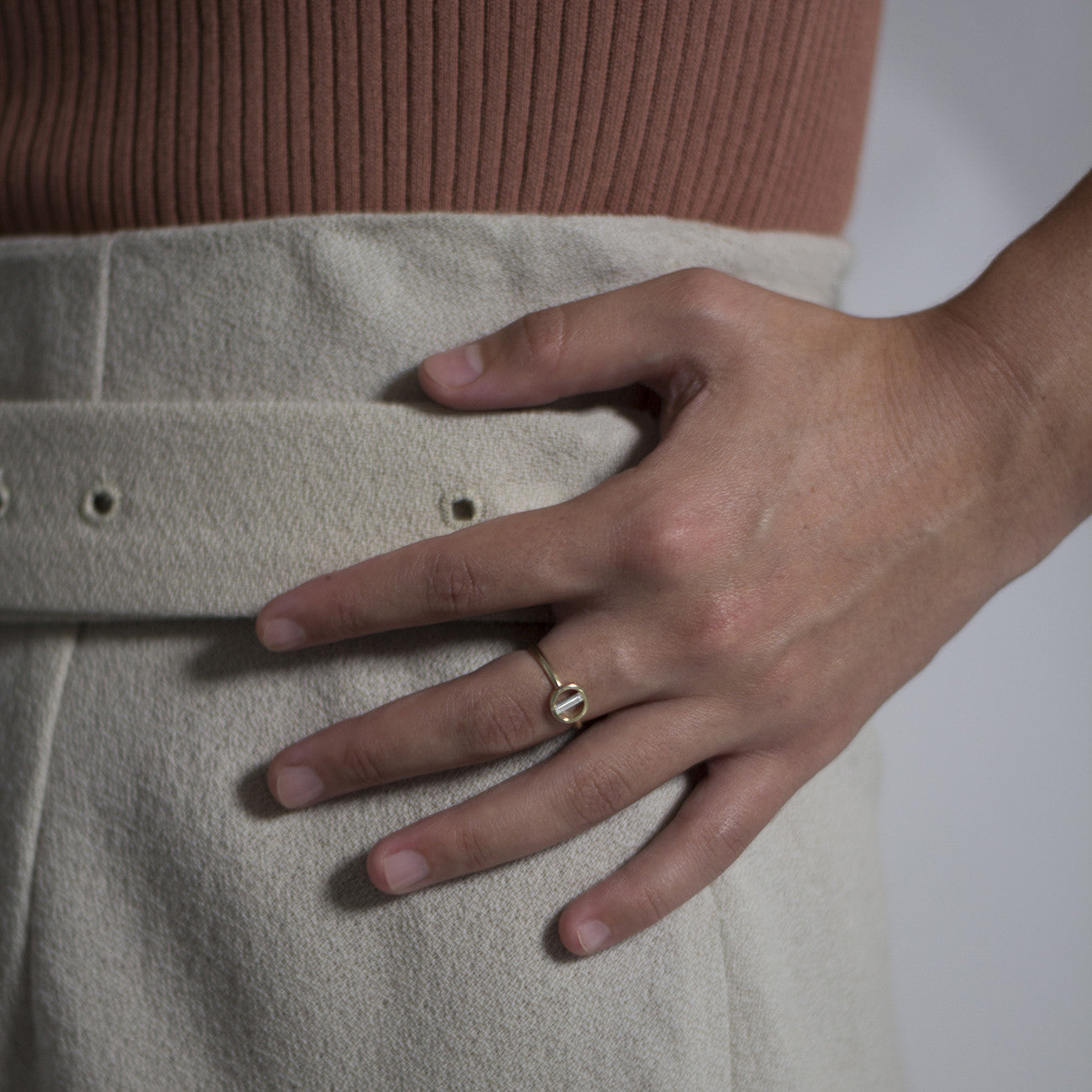 Lita Unusual Ring in 14k Gold set with White Diamond by SHW Fine Jewelry