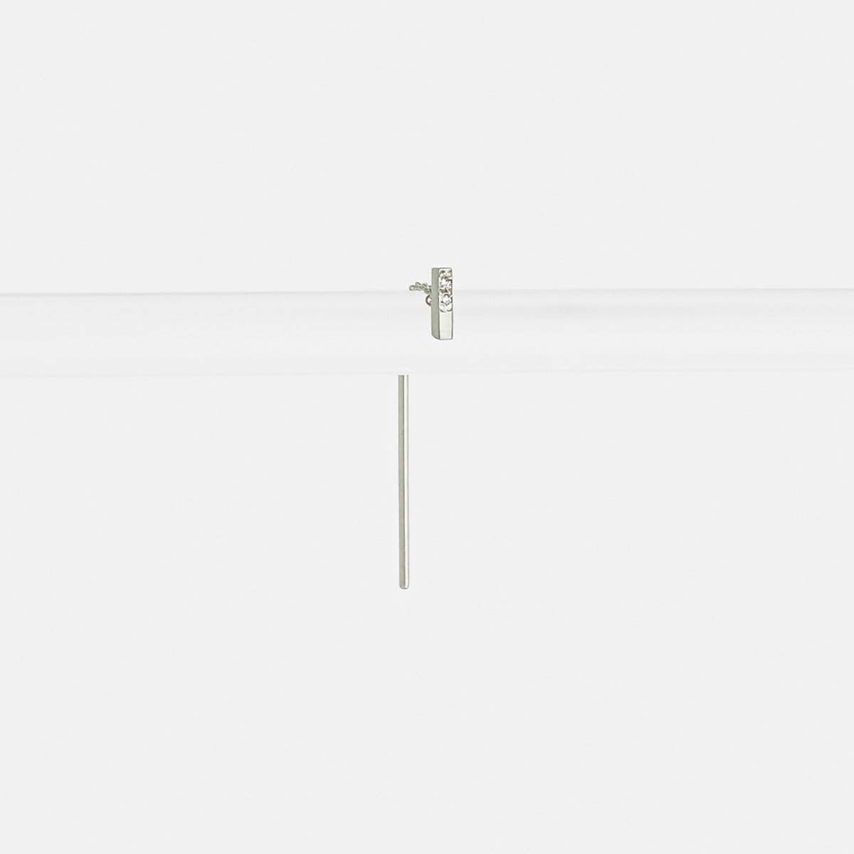 Olko Short Designer Pull Through Earring in 14k White Gold set with White Diamonds By SHW Fine Jewelry NYC