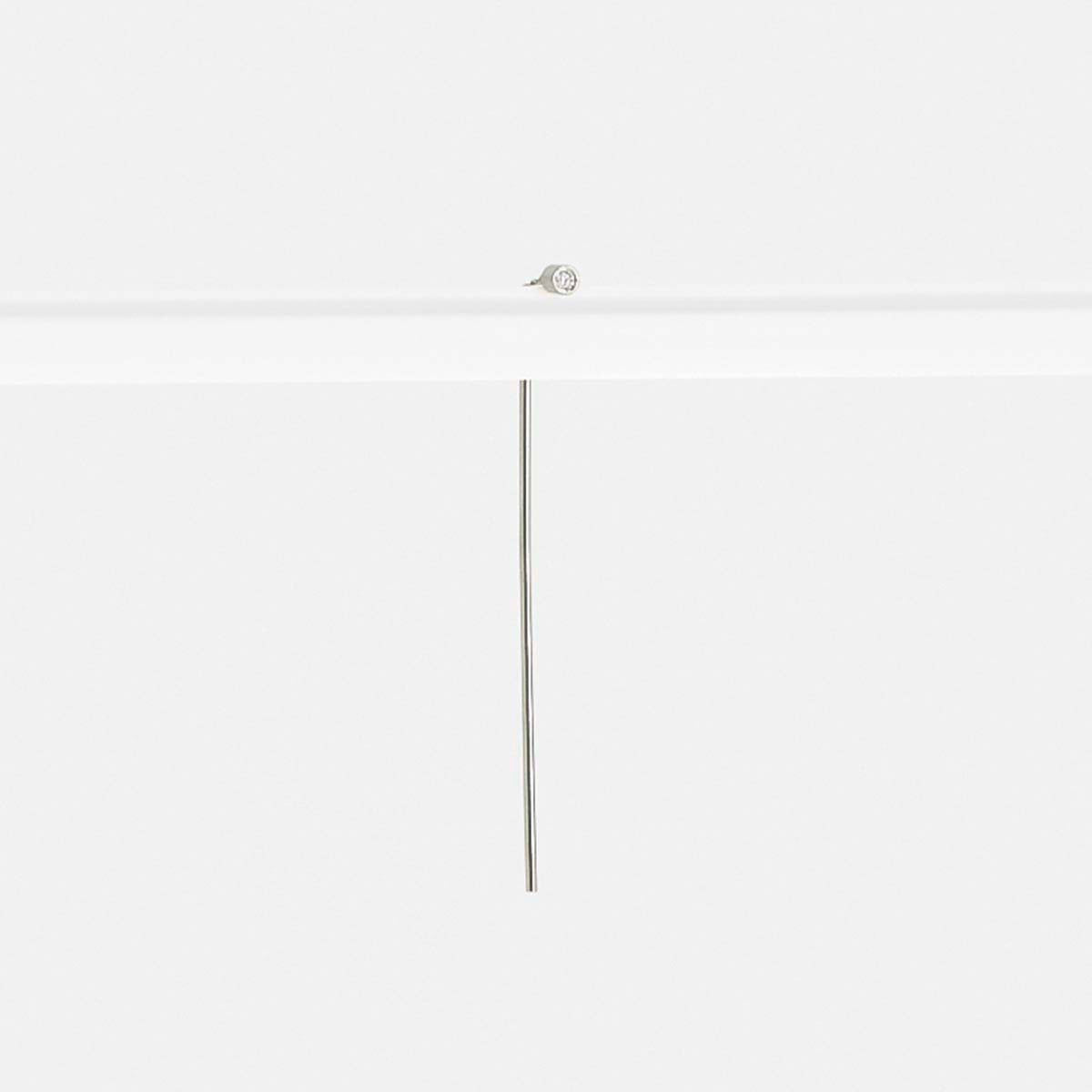Lini Long Delicate Pull Through Earrings 14k White Gold set with White Diamonds By SHW Fine Jewelry NYC
