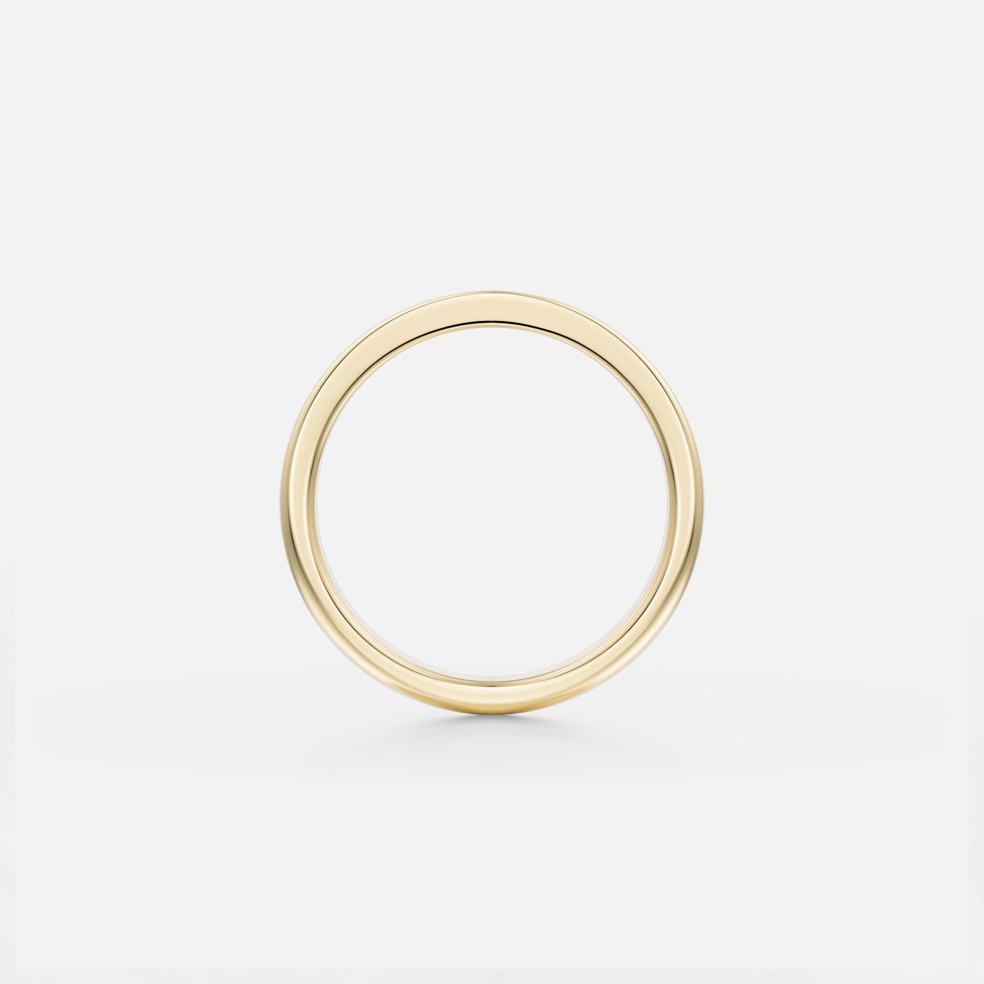 3mm gold ring featuring a split flat and domed silhouette