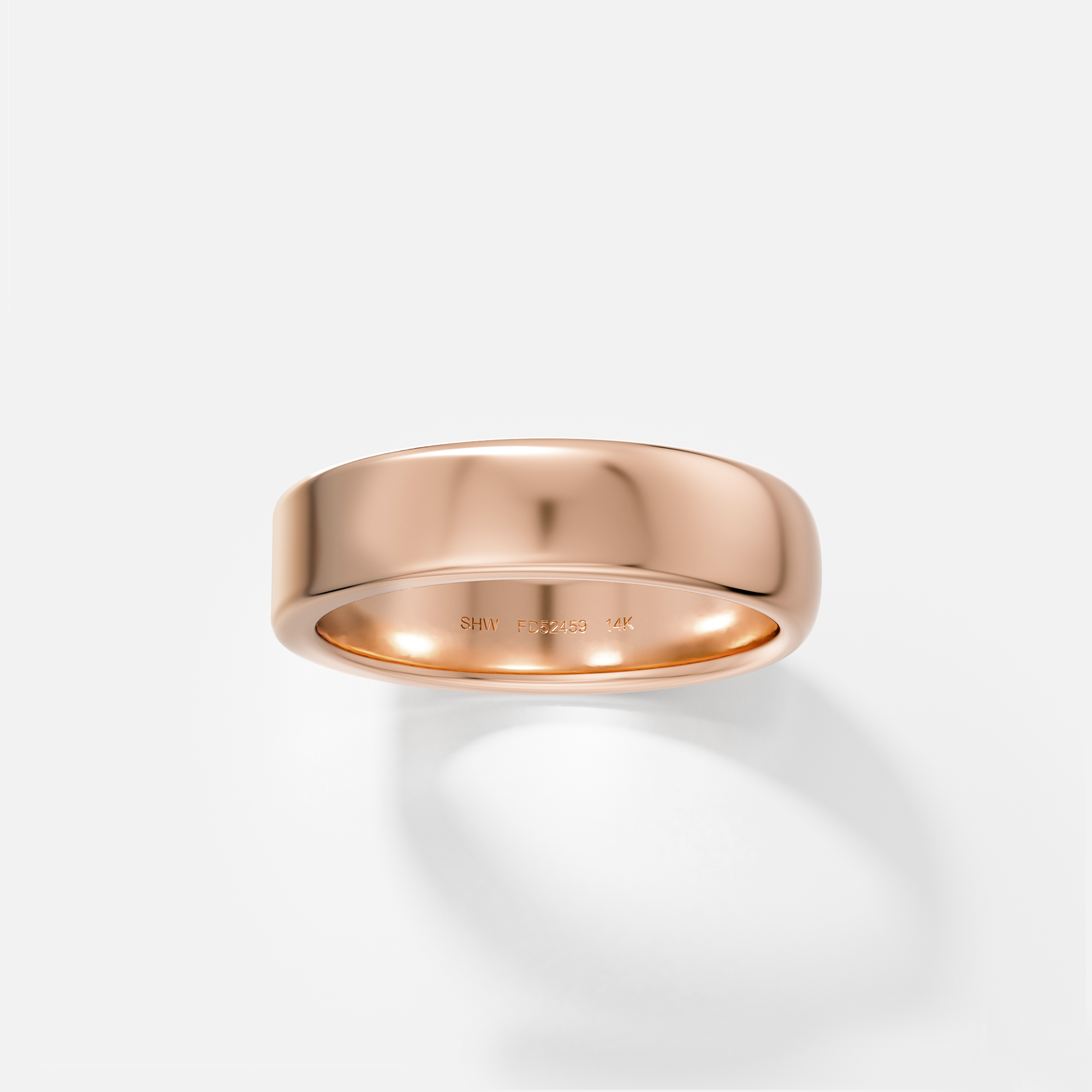 14k rose gold 5mm band combining flat plane and curved surface
