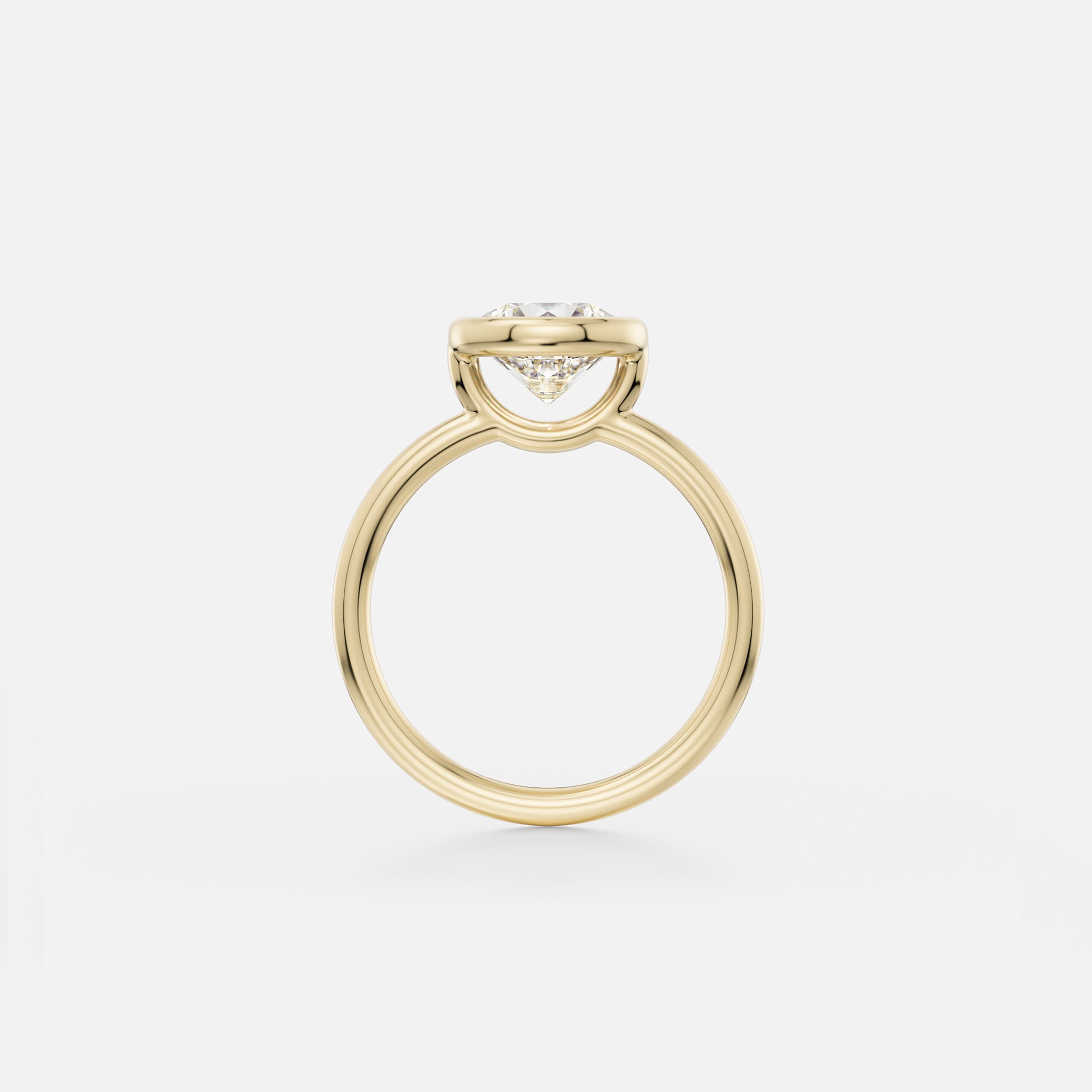 Arti slender round profile band round diamond bezel side view