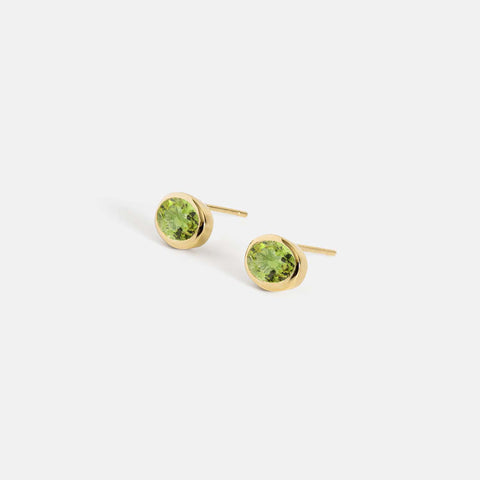 Minimalist citrine gemstone earrings oval east west studs 14k 18k gold November birthstone SHW handmade jewelry NYC