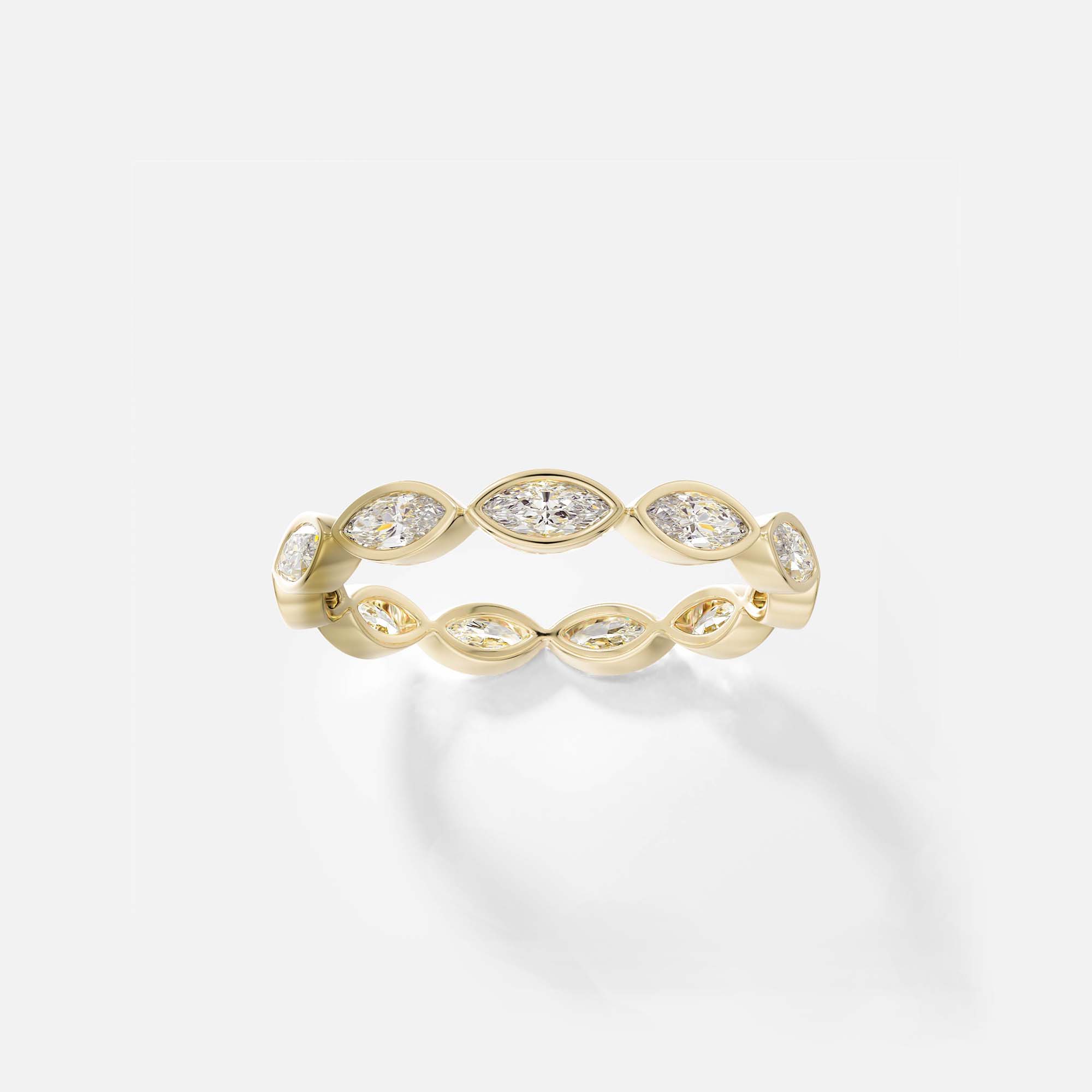 Eternity band with marquise bezel diamonds, beaded design 14k 18k gold platinum SHW Fine Jewelry NYC