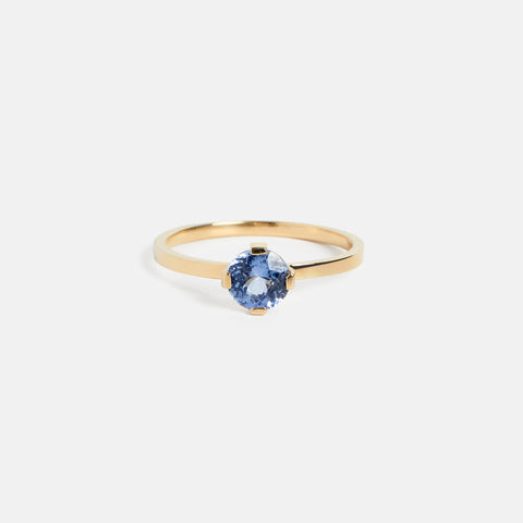 Unique Prong Set Engagement Ring under 1 carat sky blue sapphire in 14k yellow gold by SHW best fine jewelry stores in downtown NYC nearby
